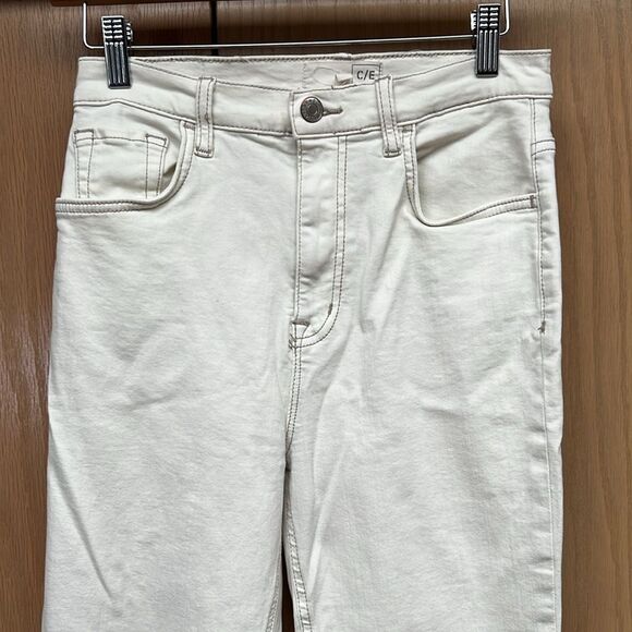 C/E Current Elliott Women High Rise Flare Jeans Benington Cream Colored Size 27 - Picture 4 of 10